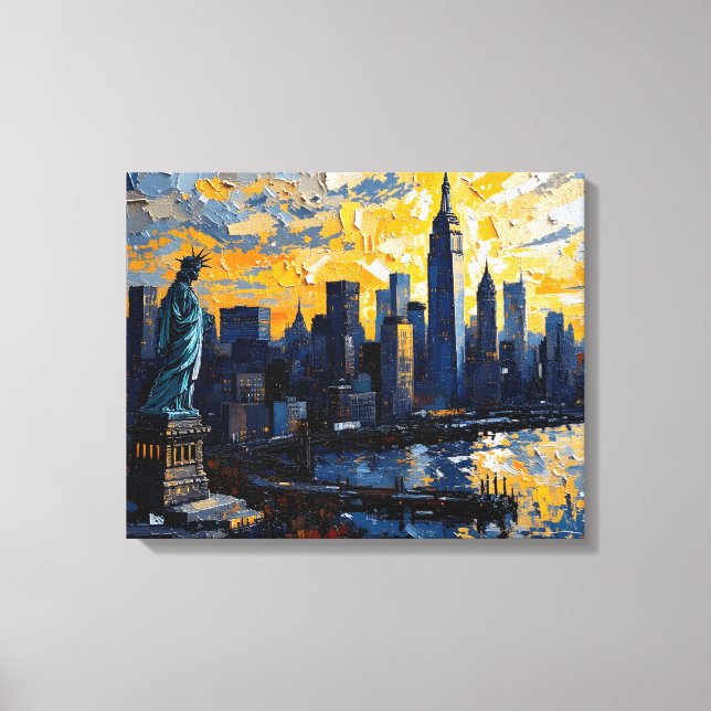New York City Skyline Sunset Leinwand Mauer Art (Vorderseite)