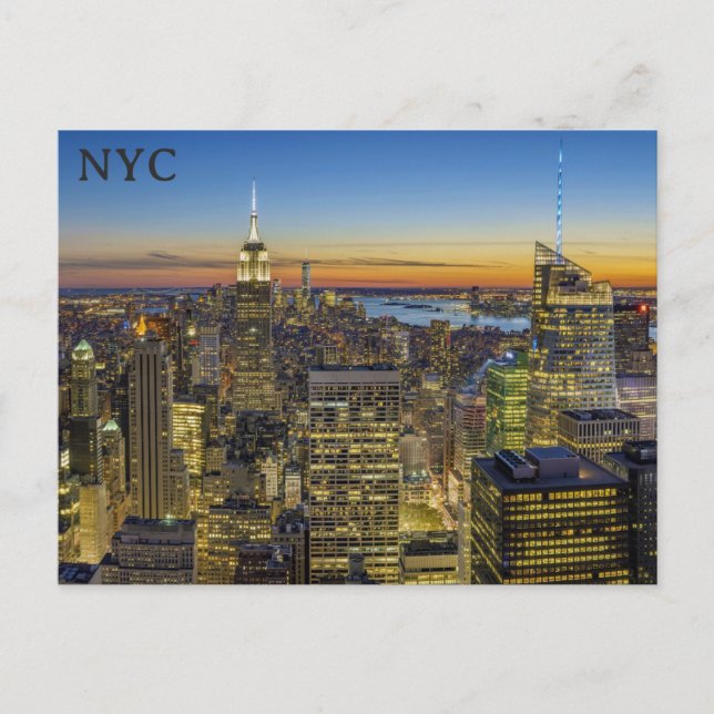 New York City Skyline Sunset Travel Foto Postkarte (Vorderseite)