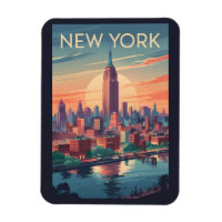 New York City Skyline Travel Art Vintag