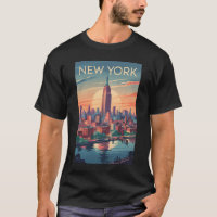 New York City Skyline Travel Art Vintag