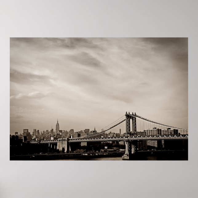 New York City Skyline und Manhattan Bridge Poster (Vorne)
