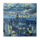 New York City Skyline Van Gogh Starry Night Art Fliese<br><div class="desc">Dieses stilvolle Keramik-Kachel mit der Skyline von New York City inspiriert von Van Gogh's Art Style. Design zeigt das New Yorker Stadtbild in Van Gogh's Starry Night und seinem bekannten blau-gelben Farbschema</div>