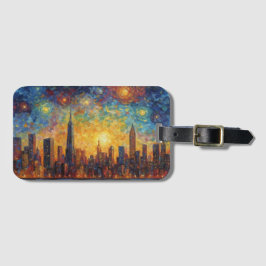 New York City Skyline van Gogh Stil Gepäckanhänger