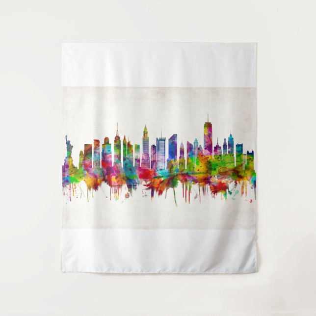 New York City Skyline Wandteppich (Vorderseite)