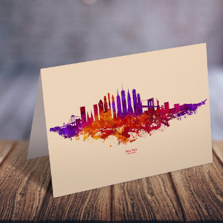 New York City Skyline Watercolor auf Weiß Dankeskarte