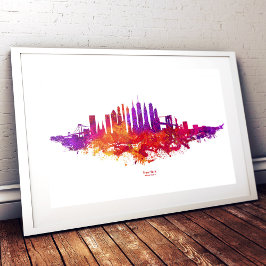 New York City Skyline Watercolor auf Weiß Fotodruck