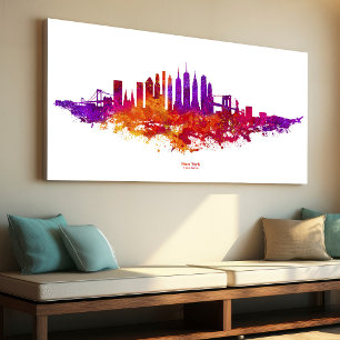 New York City Skyline Watercolor auf Weiß Leinwanddruck