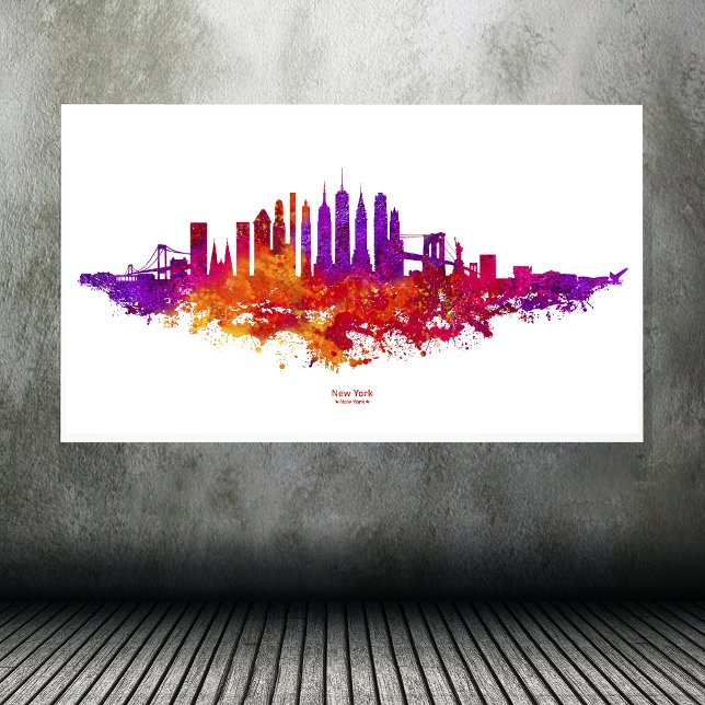 New York City Skyline Watercolor auf Weiß Poster (New York City Skyline Watercolor on White. Poster)