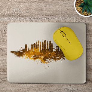 New York City Skyline Watercolor in orange Mousepad