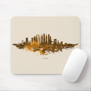 New York City Skyline Watercolor in orange Mousepad