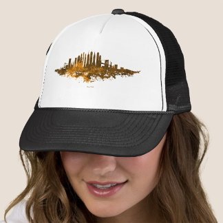 New York City Skyline Watercolor in orange Truckerkappe