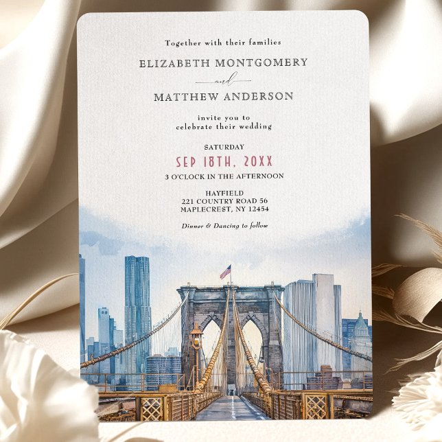 New York City Skyline Wedding Brooklyn Bridge Einladung (Von Creator hochgeladen)