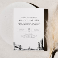 New York City Skyline Wedding Einladung mit Foto