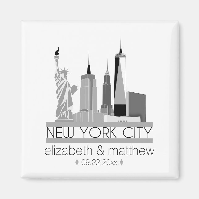 New York City Skyline Wedding Magnet (Vorne)