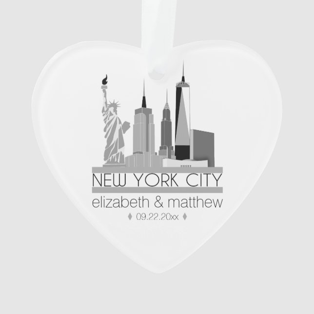 New York City Skyline Wedding Ornament (Rückseite)