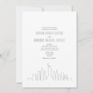 New York City Skyline Wedding QR Code Einladung