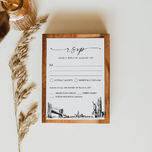New York City Skyline Wedding RSVP Response Card