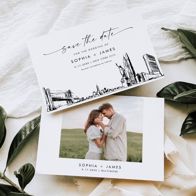New York City Skyline Wedding Save the Date Card Einladung (Von Creator hochgeladen)