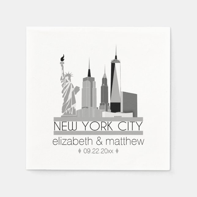 New York City Skyline Wedding Serviette (Vorderseite)
