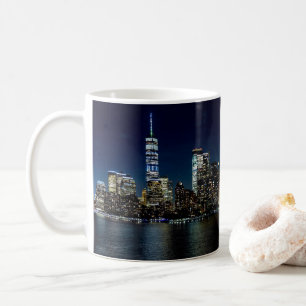 New York City Skyscraper Towers Night Fotografy Kaffeetasse