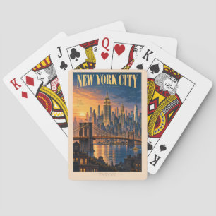 New York City Sonnenuntergangs-Illustration Reise Spielkarten