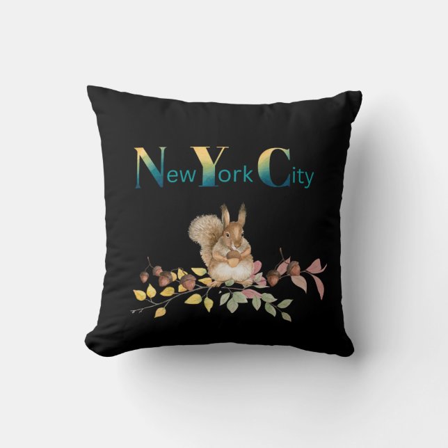 New York City Squirrel Throw Kissen (Vorderseite)