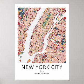New York City Stadtplan Poster | Moderne NYC Wandk