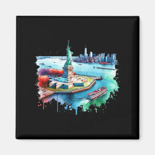 New York City Statue of Liberty Aquarell Fluss Magnet