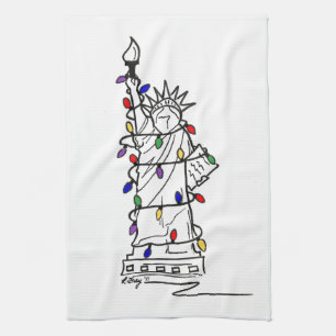 New York City Statue of Liberty Christmas Lights Küchentuch