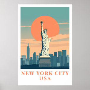 New York City Statue of Liberty Vintage Reise Kuns Poster