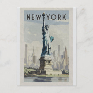 New York City Statue of Liberty Vintage Reise Postkarte