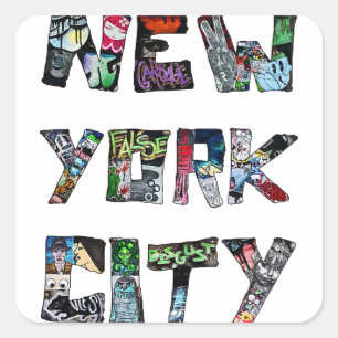 New York City Street Art Quadratischer Aufkleber