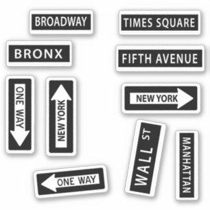 New York City Street Signs Set Aufkleber