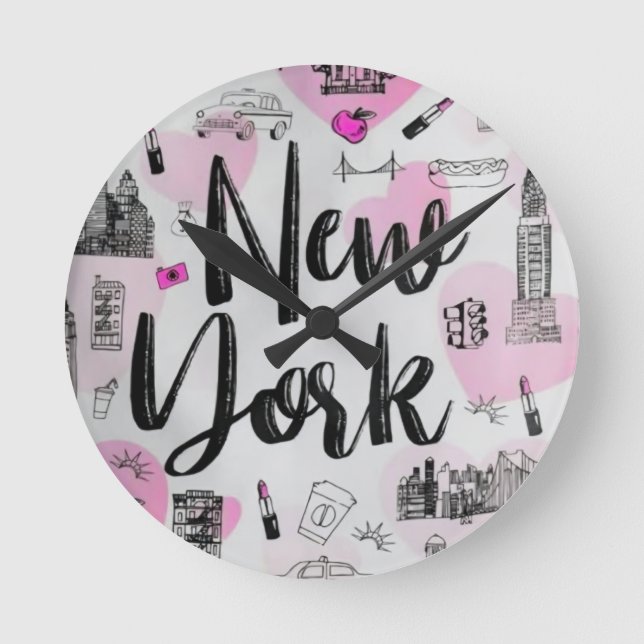 New York City Style Design Runde Wanduhr (Vorderseite)