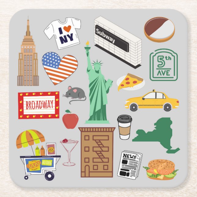 New York City Symbole Rechteckiger Pappuntersetzer (Vorderseite)
