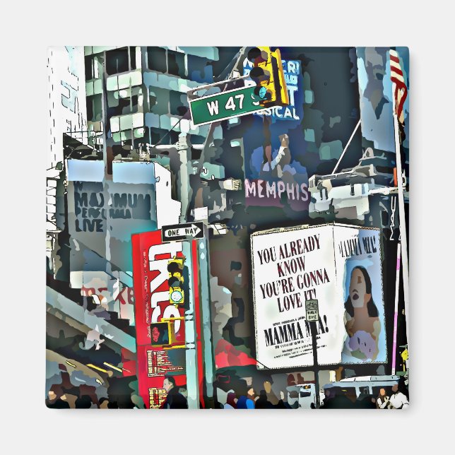 New York City Times Square Foto Magnet (Vorne)