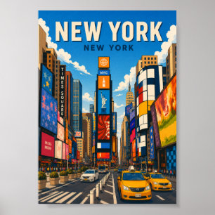 New York City Times Square Lebendige Straßenansich Poster