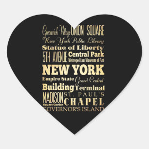 New York City Typografie Kunst des Bundesstaates N Herz-Aufkleber