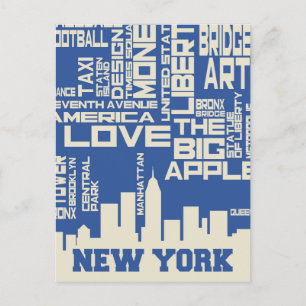New York City Typografy Poster Postkarte
