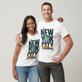 New York City Typografy Statue of Liberty Skyline T-Shirt