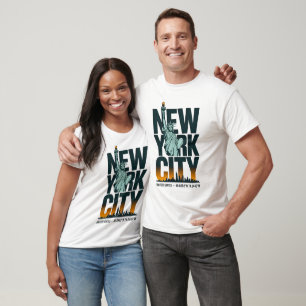 New York City Typografy Statue of Liberty Skyline T-Shirt