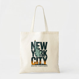 New York City Typografy Statue of Liberty Skyline Tragetasche
