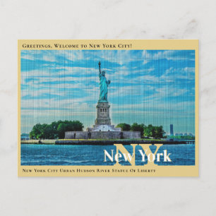 New York City Urban Hudson River Statue of Liberty Postkarte