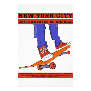 New York City, USA Cool Skateboard Fotodruck