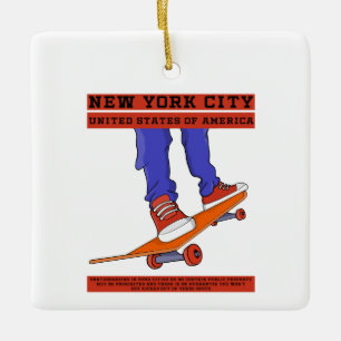 New York City, USA Cool Skateboard Keramikornament