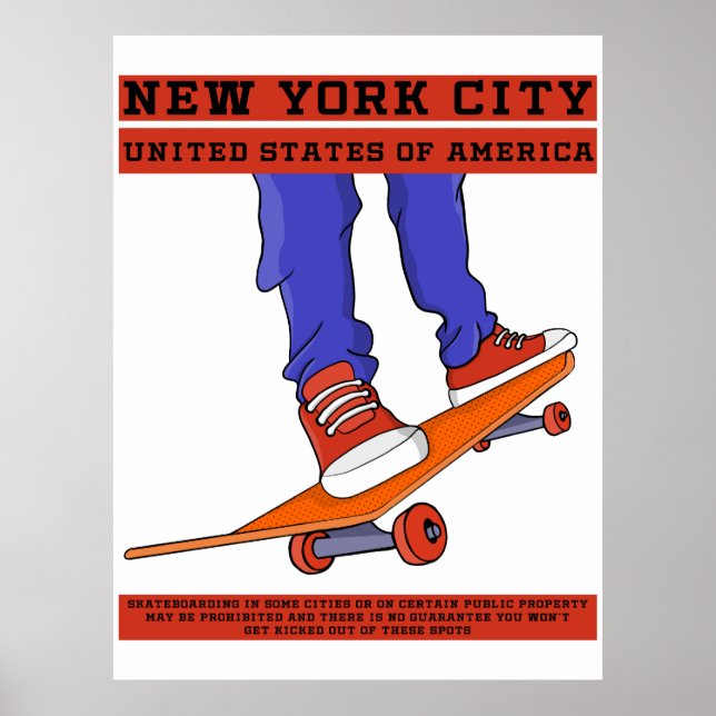 New York City, USA Cool Skateboard Poster (Vorne)