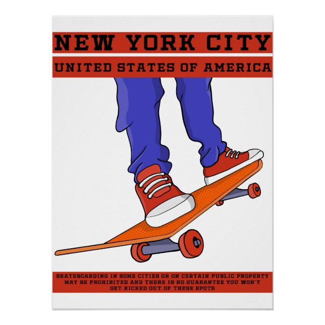 New York City, USA Cool Skateboard Poster (Vorderseite)