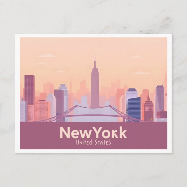 New York City USA Pastel Travel Postkarte (Vorderseite)