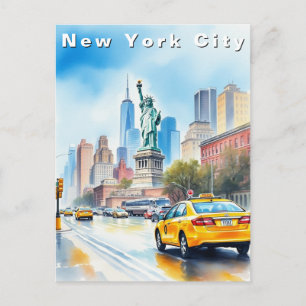 New York City USA Reise Aquarell Postkarte