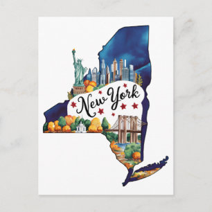 New York City USA State Vintage Wasserfarben Postkarte